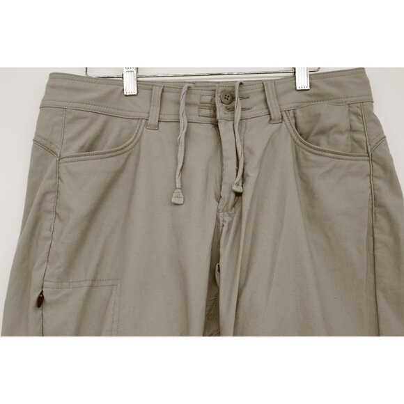 prAna Mens Khaki Outdoor Hiking Pants With Drawstring Waist Pockets Sz 32 - Picture 2 of 13